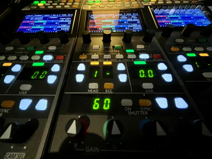 Camera control panels (CCU) with iris and gain settings